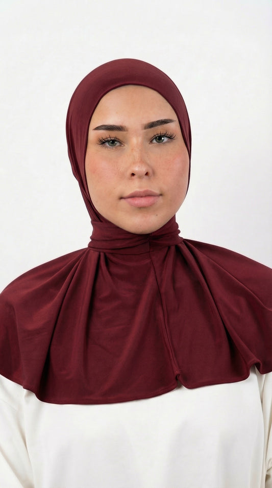 INSTANT HIJAB JERSEY PREMIUM LUXE - BURGUNDY