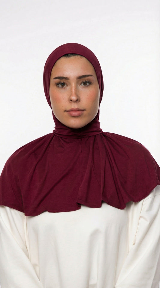 INSTANT HIJAB JERSEY BAMBOO LUXE - BURGUNDY