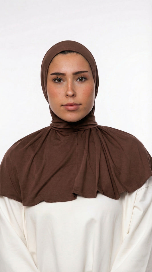 INSTANT HIJAB JERSEY BAMBOO LUXE - LIGHT BROWN