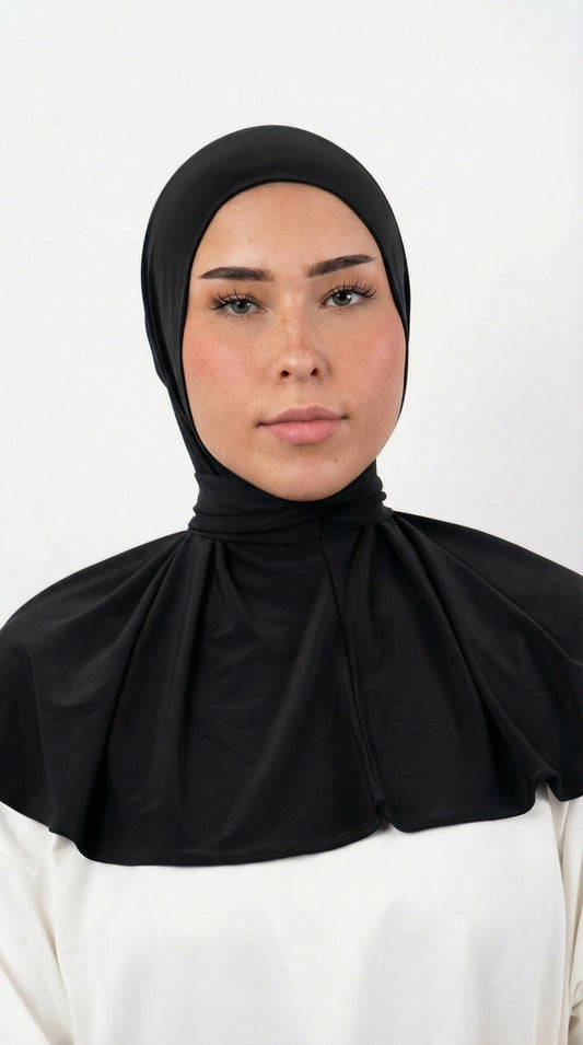 INSTANT HIJAB JERSEY PREMIUM LUXE - BLACK
