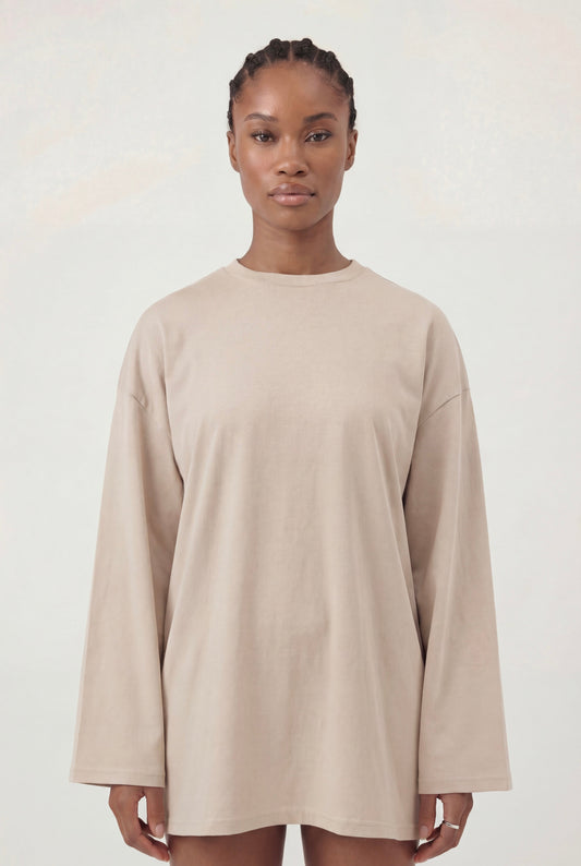 LONG TEE SHIRT- BEIGE